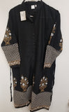 Blouse 6231517 Solid Black Rayon White/Gold Print Large Size Kurti