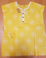 Blouse 6231528 Solid Yellow Cotton White Print Detail Large Size Kurti