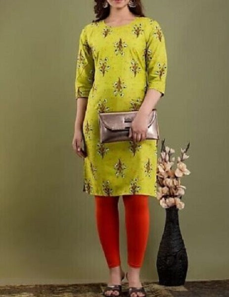 Blouse 6201674 Green Color Orange/Black Print Cotton Kurti S- M-L-XL Size Kurti