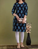Blouse 6201676 Black Color Blue/White Print Cotton Kurti S- M-L-XL Size Kurti