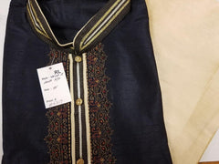 Men's 6219 Black Tussar Kurta Pajama Set Size X Large