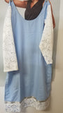 Kurti 6231915 Blue Cotton White Lace Kurti Size Large