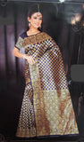 Saree 6334 Banarsi Silk Finish Golden Zari Kanjeeviram Saree