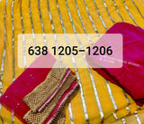 Suit 6381206 Yellow Sequins Stripes Salwar Kameez Dupatta Small Medium Size Suits