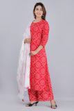 Suit 6381219 Red Bandhni Palazzo Kameez Dupatta Small Medium Size Suits