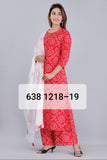 Suit 6381219 Red Bandhni Palazzo Kameez Dupatta Small Medium Size Suits