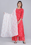 Suit 6381219 Red Bandhni Palazzo Kameez Dupatta Small Medium Size Suits