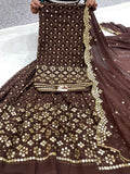 Suit 6381349 Georgette Gold Detail Salwar Kameez Dupatta L XL Plus Size Suits