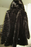 Plush Jacket 6394 Chocolate Brown long Coat with Hood Size XL