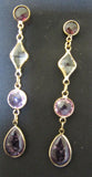 Earring 6399 Golden Tone and clear amethyst crystal Earring