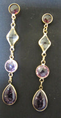 Earring 6399 Golden Tone and clear amethyst crystal Earring