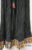 Skirt 6921433 Solid Black Cotton Embroidered Long Trendy Skirt