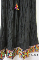 Skirt 6921433 Solid Black Cotton Embroidered Long Trendy Skirt