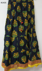 Skirt 6921435 Navy Blue Cotton Printed Long Trendy Skirt
