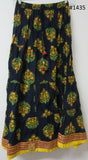 Skirt 6921435 Navy Blue Cotton Printed Long Trendy Skirt