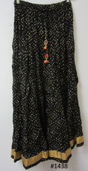 Skirt 6921438 Black Viscose Bandhej Gold Gota Patti Long Trendy Skirt
