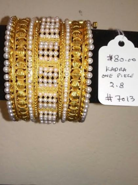 Bangles 7013 Golden Kadra with Pearl Beads