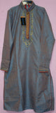 Men's 7031 Party Wear Blue Slub Kurta and Salwar Set Small Size