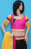 Lehenga 7113 Black Net Yellow Pink Velvet Gold Detail Lehenga Choli Shieno