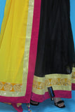 Lehenga 7113 Black Net Yellow Pink Velvet Gold Detail Lehenga Choli Shieno