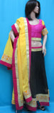 Lehenga 7113 Black Net Yellow Pink Velvet Gold Detail Lehenga Choli Shieno