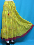 Skirt 7129 Yellow Cotton Printed Long Tyre Skirt Indian Chaniya