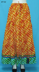 Skirt 7130 Orange Cotton Printed Long Tyre Skirt Indian Chaniya