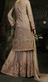 Sharara Suit 7194 Tan Net Long Tunic Large Size Tan Detail Shieno