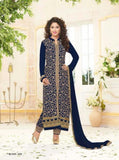 Suit 7219 Georgette Long Straight Kameez Pajama Dupatta Medium Large