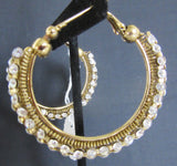 Earrings 7227 Golden Ring Rhinestones Earrings