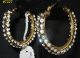 Earrings 7227 Golden Ring Rhinestones Earrings