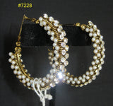 Earrings 7228 Golden Ring Pearls Rhinestones Earrings