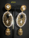 Earrings 7231 Golden Jhumki Mango Rhinestones Earrings