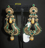 Earrings 7234 Golden Mughal Green Rhinestones Earrings