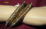 Bangles 7309 Golden Bangles Lustrous CZ Crystal Zircon Stones