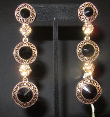 Earrings 7315 Golden chainlink Black Gold Stones Earrings