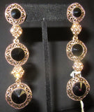 Earrings 7315 Golden chainlink Black Gold Stones Earrings