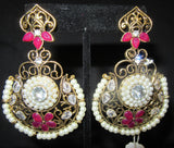 Earrings 7316 Golden chand Red Pearls Stones Earrings