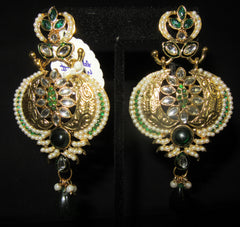 Earrings 7318 Golden chand Red Green Stones Earrings