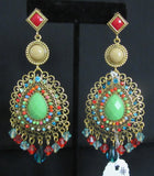 Earrings 7321 Golden Mughal Multi Color Stones Earrings