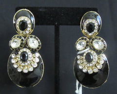 Earrings 7333 Golden Black Rhinestones Earrings