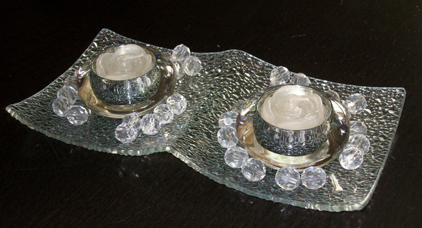Diamond Cut Plate Candle Holders