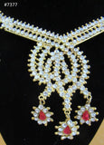 Necklace Set 7377 Golden CZ Ornate Necklace Earrings Jewelry Set