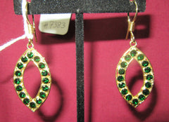 Earrings 7383 Golden Emerald CZ Pearls