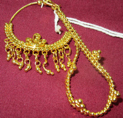 Nath 7443 Golden Nose Ring Indian Traditional Jewelry Shieno Sarees
