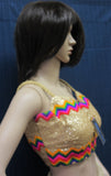 Choli 7447 Golden Multi Color Strap Choli Saree Blouse Shieno Sarees