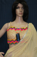 Choli 7447 Golden Multi Color Strap Choli Saree Blouse Shieno Sarees