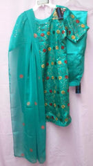 Suit 7452 Green Net Satin Inner Patyala Salwar Kameez Dupatta