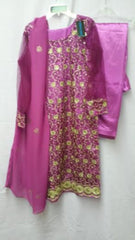 Suit 7453 Purple Net Satin Inner Patyala Salwar Kameez Dupatta