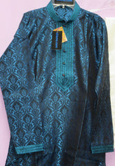 Men's 7625 Blue Kameez Kurta Pajama 2 Pieces Set Shieno Sarees
